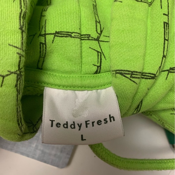 Teddy Fresh Mens Green Barbed Wire Hoodie Large Skater  Punk Street Wear Grunge - Picture 5 of 16